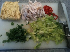 Chicken noodle soup ingredients selection